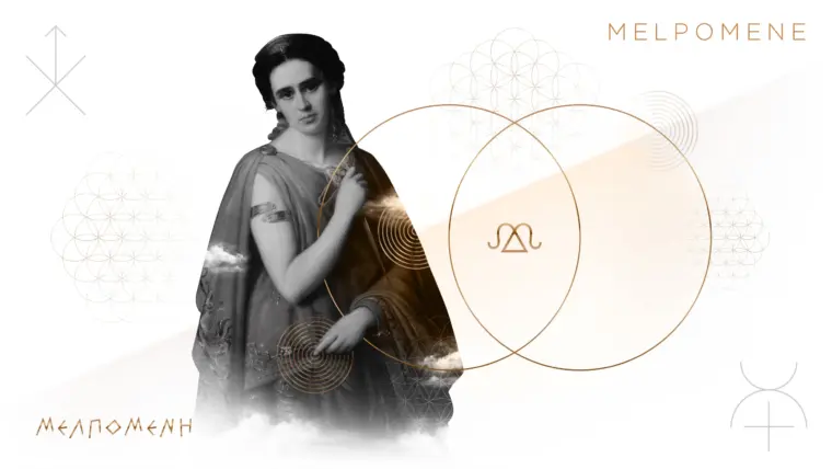 Vassiliki MUSE - Melpomene illustration by Plus Gravity Creative Branding Studio