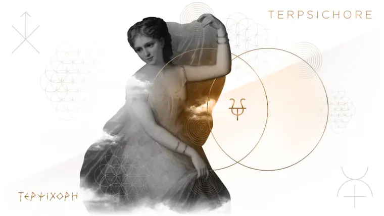 Vassiliki MUSE - Terpsichore illustration by Plus Gravity Creative Branding Studio