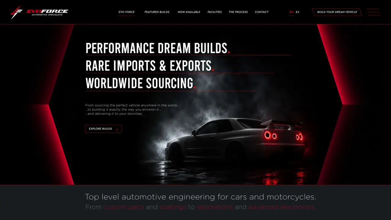 EVO FORCE website UIUX design