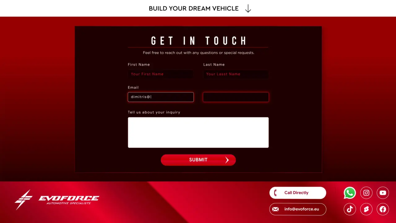 EVO FORCE website UIUX design